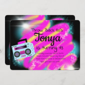 80s 90s Feest Airbrush Retro BoomBox Terugblik Kaart (Voorkant / Achterkant)