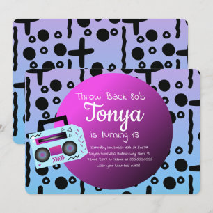 80s 90s Feest Ombre Vintage BoomBox Terugblik Kaart