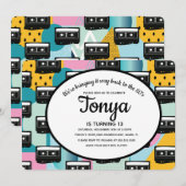 80s 90s Feest Roze Collage Cassette Throwback Kaart (Voorkant / Achterkant)