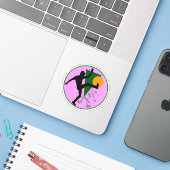 80s-90s Fido Dido ronde sticker -logo Aweye (Laptop met iPhone)