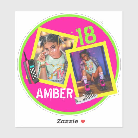 80's|90's Flashback Neon Hip Hop Fotosticker Sticker (Vel)