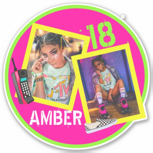 80's|90's Flashback Neon Hip Hop Fotosticker Sticker (Voorkant)