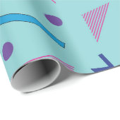 80s 90s Geometrisch blauw van de Memphis stijl Cadeaupapier (Rol Hoek)