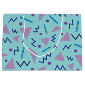 80s 90s Geometrisch blauw van de Memphis stijl Groot Cadeauzakje (Voorkant)