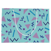 80s 90s Geometrisch blauw van de Memphis stijl Groot Cadeauzakje (Achterkant)