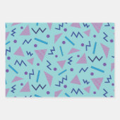 80s 90s Geometrisch blauw van de Memphis stijl Inpakpapier Vel (Voorkant 3)