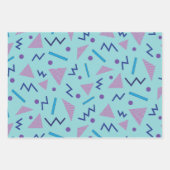 80s 90s Geometrisch blauw van de Memphis stijl Inpakpapier Vel (Voorkant 2)