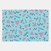 80s 90s Geometrisch blauw van de Memphis stijl Inpakpapier Vel (Voorkant)