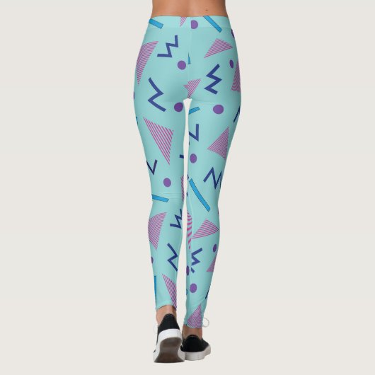 80s 90s Geometrisch blauw van de Memphis stijl Leggings (Achterkant)