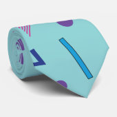 80s 90s Geometrisch blauw van de Memphis stijl Stropdas (Opgerold)