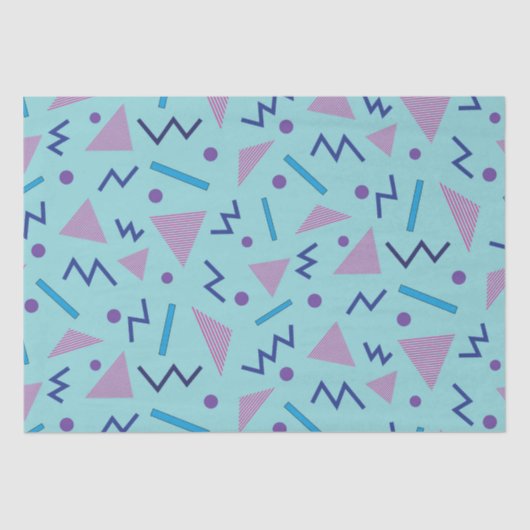 80s 90s Geometrisch blauw van de Memphis stijl Tissuepapier (Voorkant)