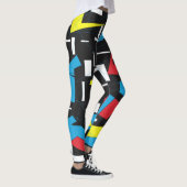 80s 90s geometrische multicolored patroonretro pun leggings (Rechts)