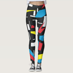 80s 90s geometrische multicolored patroonretro pun leggings