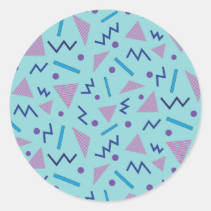 80s 90s Memphis stijl Geometric Blue Ronde Sticker
