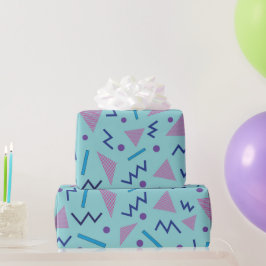 80s 90s Memphis stijl geometrisch blauw Cadeaupapier
