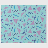 80s 90s Memphis stijl geometrisch blauw Cadeaupapier (Vlak)