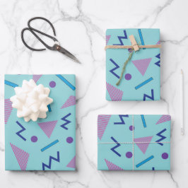 80s 90s Memphis stijl geometrisch blauw Inpakpapier Vel
