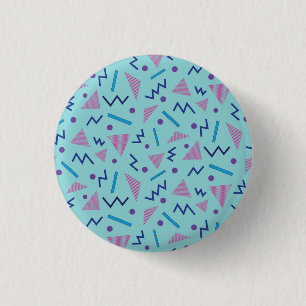 80s 90s Memphis stijl geometrisch blauw Ronde Button 3,2 Cm