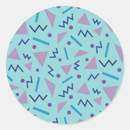 80s 90s Memphis stijl Geometrisch Blauw Ronde Sticker