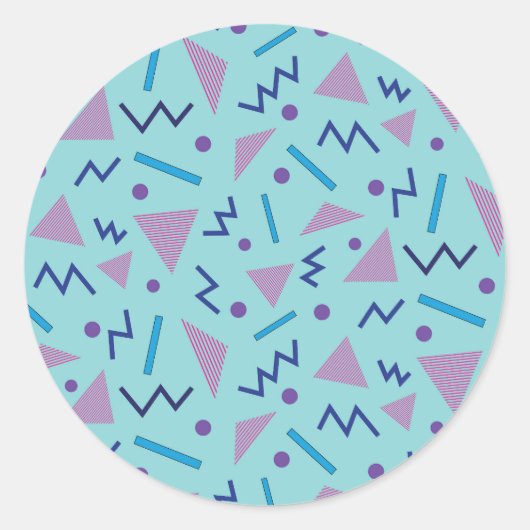 80s 90s Memphis stijl Geometrisch Blauw Ronde Sticker (Voorkant)