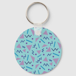 80s 90s Memphis stijl geometrisch blauw Sleutelhanger