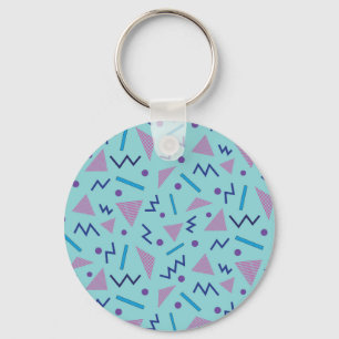 80s 90s Memphis stijl geometrisch blauw Sleutelhanger
