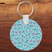 80s 90s Memphis stijl geometrisch blauw Sleutelhanger (Achterkant)