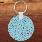 80s 90s Memphis stijl geometrisch blauw Sleutelhanger (Voorkant)
