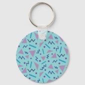 80s 90s Memphis stijl geometrisch blauw Sleutelhanger (Achterkant)