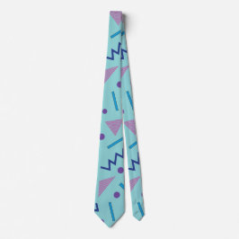 80s 90s Memphis stijl geometrisch blauw Stropdas