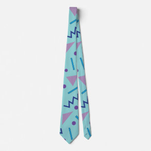 80s 90s Memphis stijl geometrisch blauw Stropdas