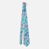 80s 90s Memphis stijl geometrisch blauw Stropdas (Achterkant)