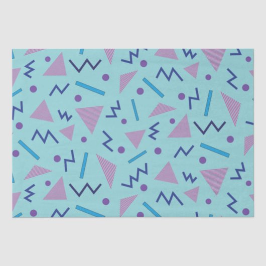 80s 90s Memphis stijl geometrisch blauw Tissuepapier (Voorkant)