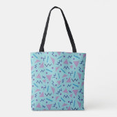 80s 90s Memphis stijl geometrisch blauw Tote Bag (Achterkant)