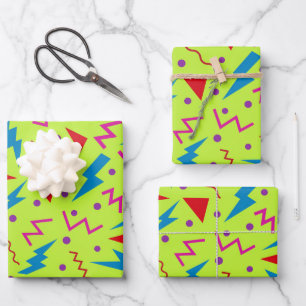 80s 90s Memphis stijl geometrisch Geel  Inpakpapier Vel