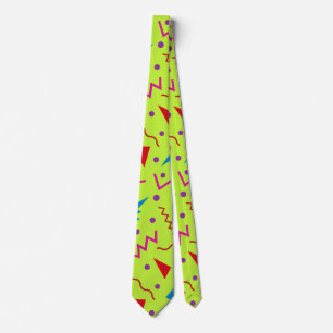 80s 90s Memphis stijl geometrisch geel Stropdas