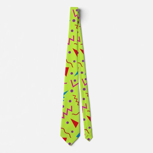 80s 90s Memphis stijl geometrisch geel Stropdas (Voorkant)