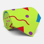 80s 90s Memphis stijl geometrisch geel Stropdas (Opgerold)
