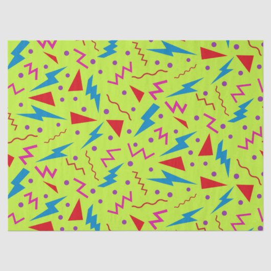 80s 90s Memphis stijl geometrisch Geel  Tissuepapier (Voorkant)