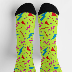 80s 90s Memphis stijl geometrische geel Sokken