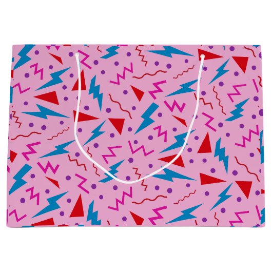80s 90s Memphis stijl geometrische roze Groot Cadeauzakje (Voorkant)