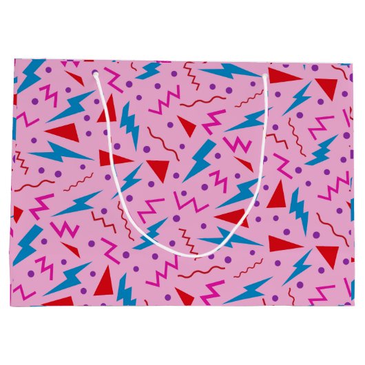 80s 90s Memphis stijl geometrische roze Groot Cadeauzakje (Achterkant)