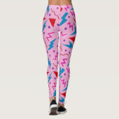 80s 90s Memphis stijl geometrische roze Leggings (Achterkant)