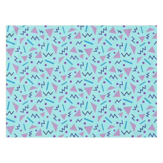 80s 90s Memphis Style Geometrisch blauw Tafelkleed (Voorkant (Horizontaal))