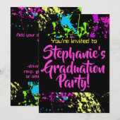 80s 90s Moderne Verf Splatter Afstudeerfeest Kaart (Voorkant / Achterkant)
