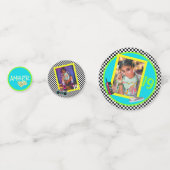 80's/90's Neon Checkerboard|3 Foto's & Leeftijd Re Confetti (Voorkanten)