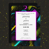 80s 90s Neon Retro Pattern Wedding Invitation Kaart