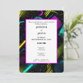 80s 90s Neon Retro Pattern Wedding Invitation Kaart (Staand voorkant)
