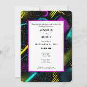 80s 90s Neon Retro Pattern Wedding Invitation Kaart (Voorkant)