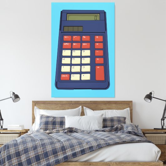 80's 90's Rekenmachine Wiskunde School Nostalgie Canvas Afdruk (Insitu (Slaapkamer))